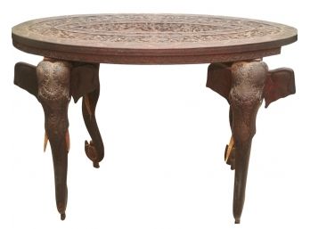 Anglo Indian Rosewood Side Table With Elephant Head Legs