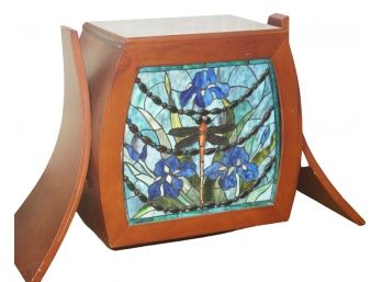 Unique Dragonfly Stained Glass End Table With Light Up Front