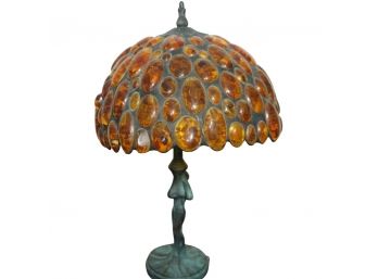A Tiffany Style Amber Glass Table Lamp