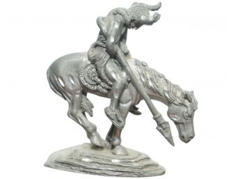 Native American On Horseback Pewter Figurine