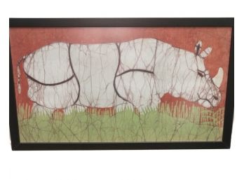 The White Rhino By  Batik Framed Print