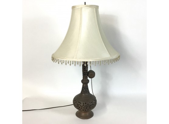 Antique Brass Lantern Lamp With Shade
