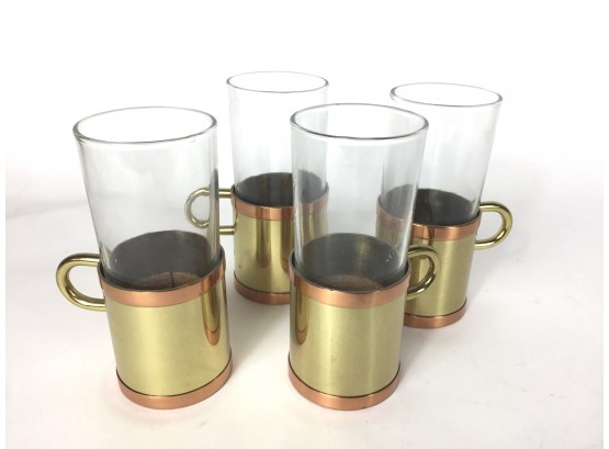 Vintage Beucler Cobras Copper Brass Irish Turkish Glasses Set Of 4