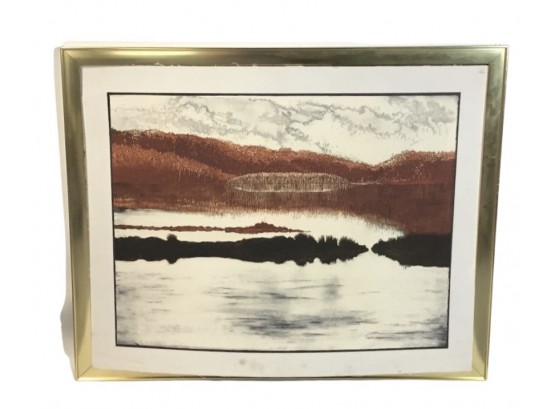 View Of The River By Leila Keperl Yarbrough Etching On Paper
