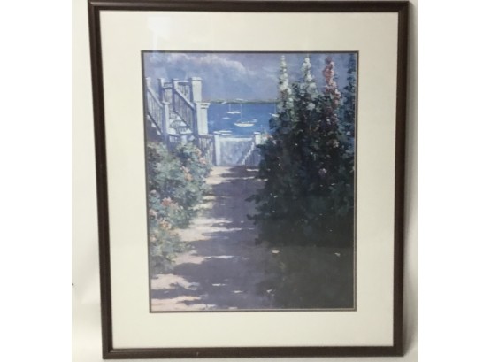 Garden Gate With Sea View Framed Print