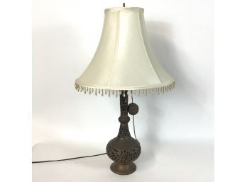 Antique Brass Lantern Lamp With Shade