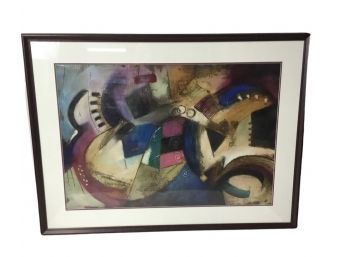 Abstract Art Painting Framed In Glass