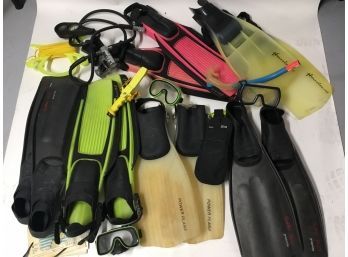 Collection Of Scuba Flippers, Googles & Other Gear