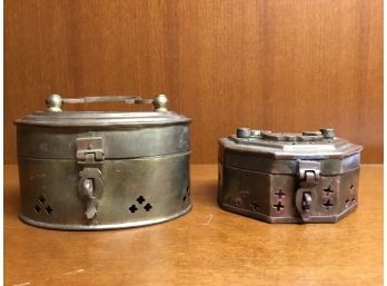 Set Of Two Vintage Brass Trinket Boxes