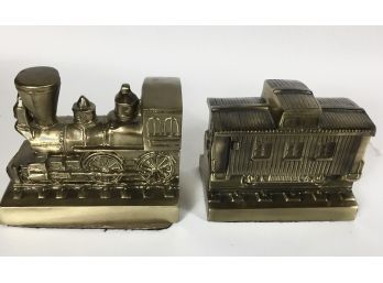 Vintage Brass Train Bookends