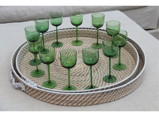 MCM Emerald Green Long Stem Wine Glasses