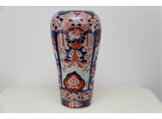 Hand Painted Red & Blue Asian Vase