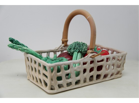Decorative Basket With Faux Vegetables