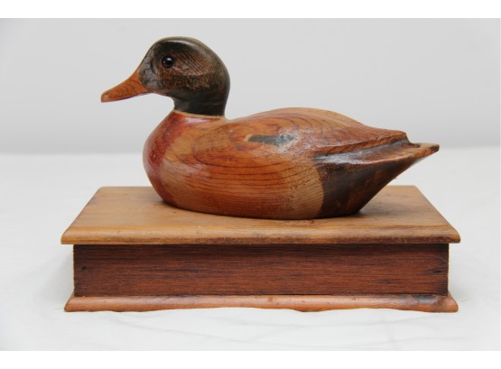 Carved Wooden Duck Keepsake Box
