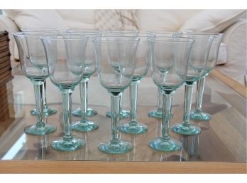 Set Of 12 Red Wine Glasses With Teal Stem
