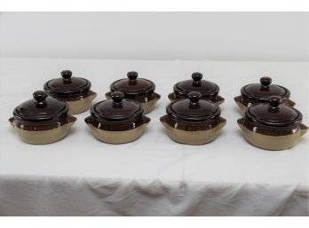 Set Of 8 Ceramic French Onion Soup Crock Bowls