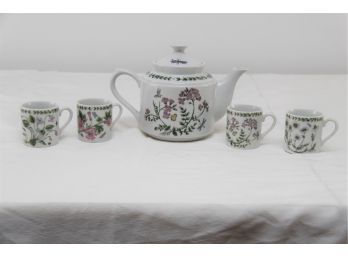 Herb Garden Fine Porcelain Tea Set By Stafford - Service For 4