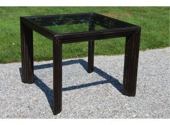 Black Dining Table With Glass Inlay