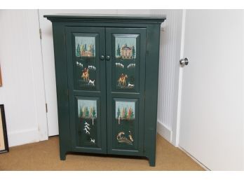 Hand Painted Green Cabinet