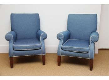 Pair Of Denim Colored Children's Arm Chairs