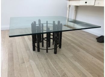 MCM Gino Masciarelli Style Brutalist Coffee Table With Glass Top