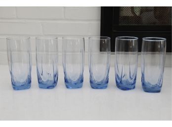 Set Of 6 Blue Water Glasses