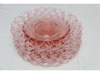 Lancaster Glass Set Of 6 Large Pierced Pink Charger Plates