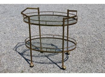Brass 2 Tier Cart With Glass Inserts