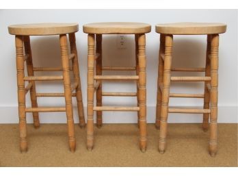 Trio Of Wooden Bar Stools