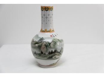 Hand Painted Country Scene Vase
