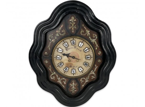 Vintage Mother Of Pearl Wall Clock With Porcelain Numbers