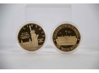 Two USA Collectible Coins - Statue Of Liberty & White House