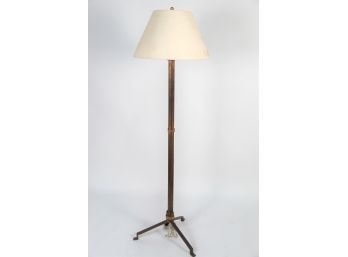 An Elegant Early 19th Century  Forged Iron Floor Lamp With Custom Shade
