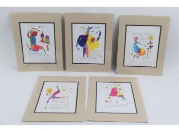 Collection Of 5 Watercolor Reproduction Ink Drawings By Brian Andreas