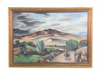 Signed & Framed Oil On Canvas Cowboy Setting