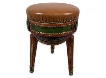 Antique Hand Painted Nail Head Stool Made In Italy