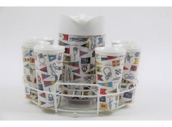 Nautical Cup Set With Pitcher & Tray