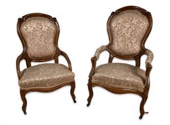 A Pair Of Gorgeous Queen Ann Custom Upholstered Side Chairs