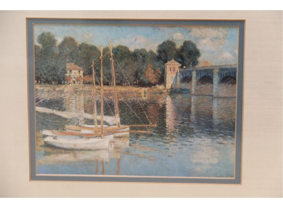 The Argenteuil Bridge By Claude Monte Matted And Framed Print