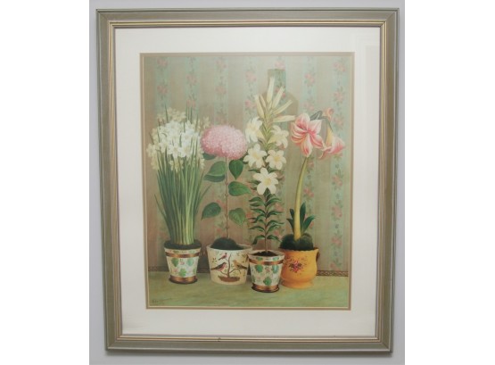 Flower Pots By Fabrice De Villeneuve Matted And Framed Print
