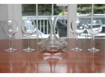 Sleek Modern Decanter And Red Wine Glasses