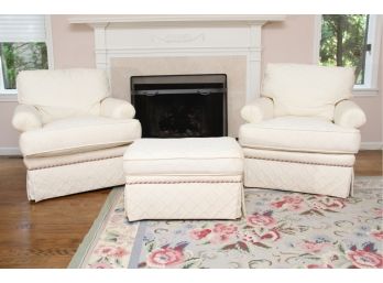 A Matching Pair Of Side Chairs With Ottoman
