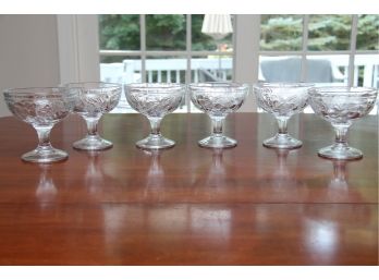 A Set Of Six Etched Dessert/ Fruit Cups