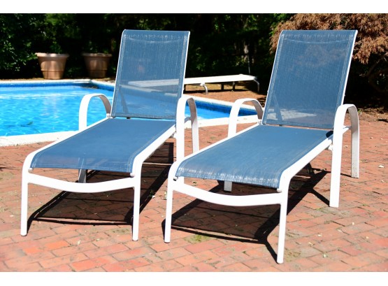 Pair Of Outdoor Aluminum Lounge Chairs