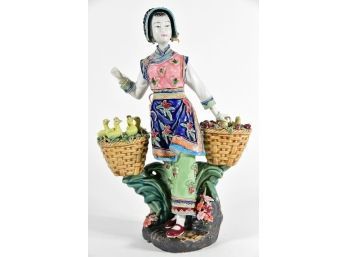 Vintage Chinese Certamic Statue Of Feng Shou