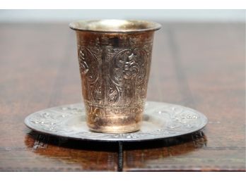 Sterling Kiddush Cup And Saucer  98g