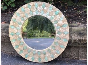 Turquoise Mosaic Style Round Wall  Mirror