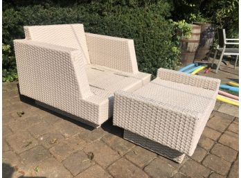 All Weather Rattan Outdoor Club Chair And Ottoman
