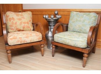 Pair Of Cane Back Side Chairs With Coordinating Cushions