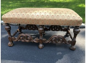 An Antique Gothic Style Custom Upholstered Bench